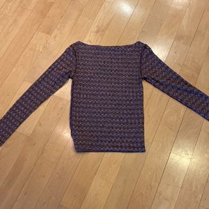 Free people boat neck long sleeve top. Multi colored.